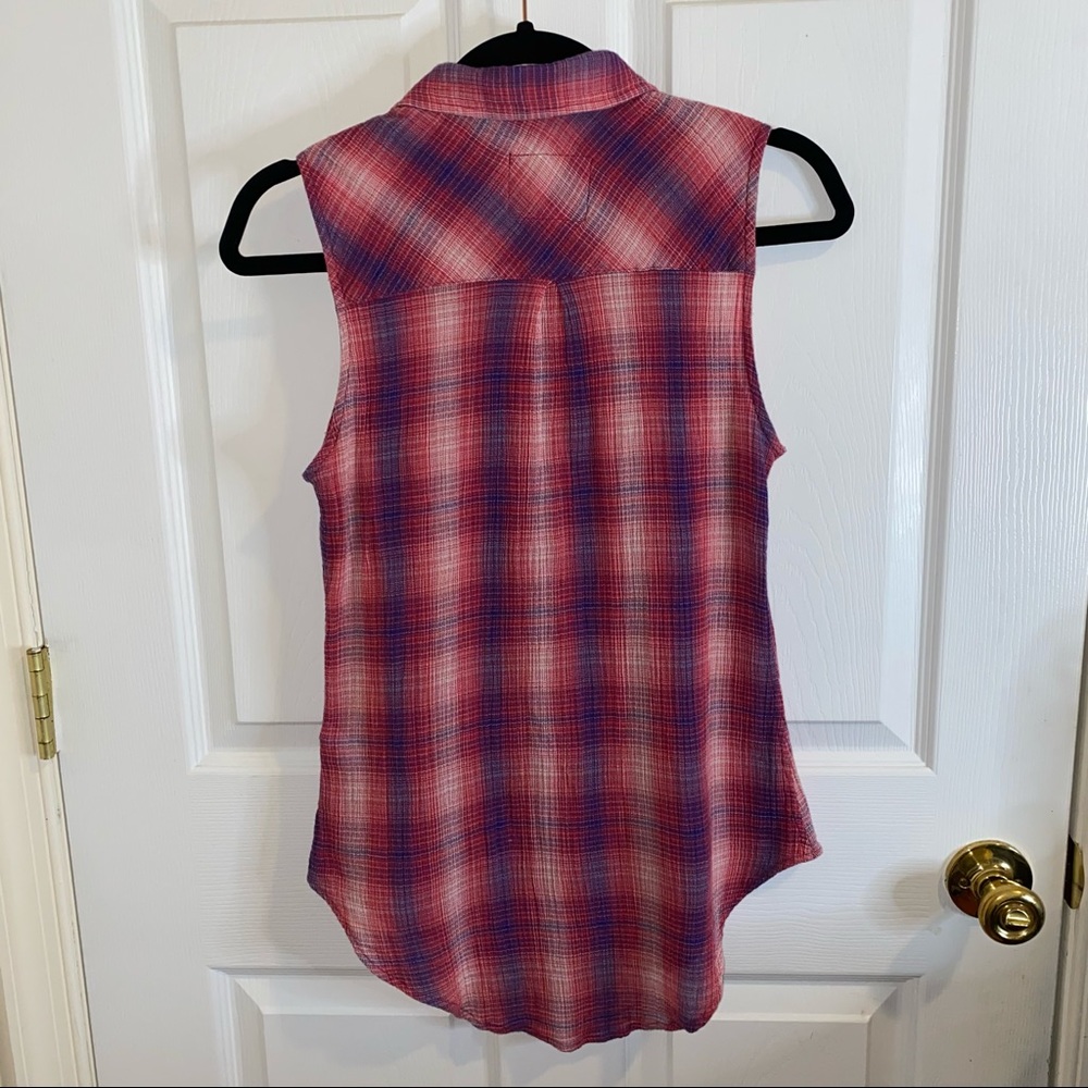 Rails Pink Plaid Button Down Tank Top Size Xs - image 2
